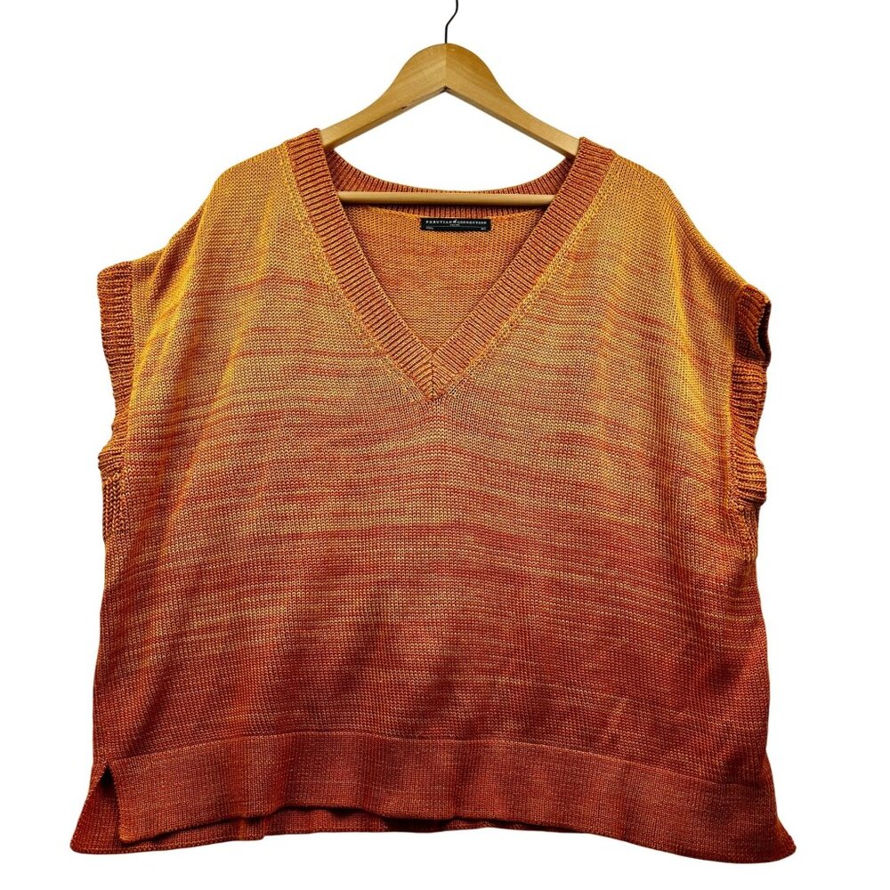 Peruvian Connection Sweater Vest Womens‎ M/L Orange Pima Cotton Knit Oversized